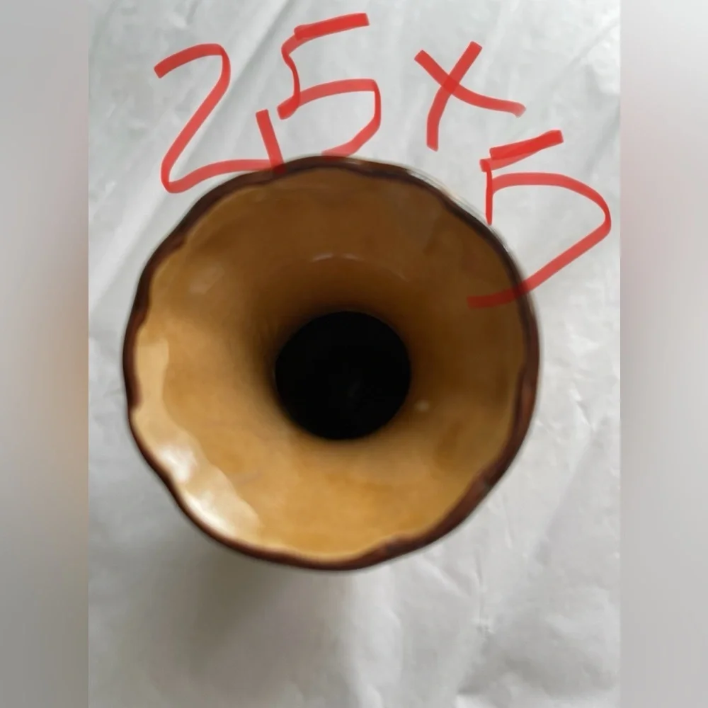 EUC! Vintage 5” Floral Vase Brown Tan